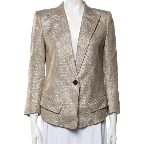 Smythe Gold Metallic Blazer Size 4 - Picture 1 of 5